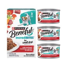 [Bundle of 3] Purina Beneful IncrediBites Wet Dog Food 85g – Real Meat Chunks, Small Breed Formula - Beef w/ Gravy