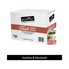 Fussie FRESH Cat Premium Seafood Range Food 400g x 24 cans (white box) - Sardine Mackerel