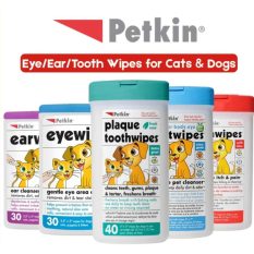 Petkin Pet Wipes / Plaque Tooth Wipes/ Ear Wipes / Eye Wipes for Dogs & Cats
