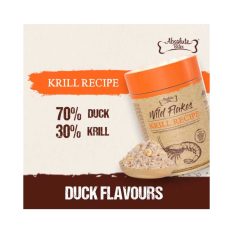Absolute Bites Freeze Dried Wild Flakes Meat Flakes Toppers for Cats & Dogs (100g) -Krill I Egg yolk I Goat Milk - Duck w/ Krill