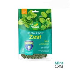 Happi Skippi Dog Dental Chew Treats 18pcs 150g Soft Petite 2.5" Teeth Cleaning Puppy Snack - Mint