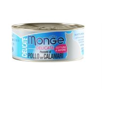 Monge DELICATE Chicken Based Cat Canned Food (80g x 24 Cans) - Chicken & Squid